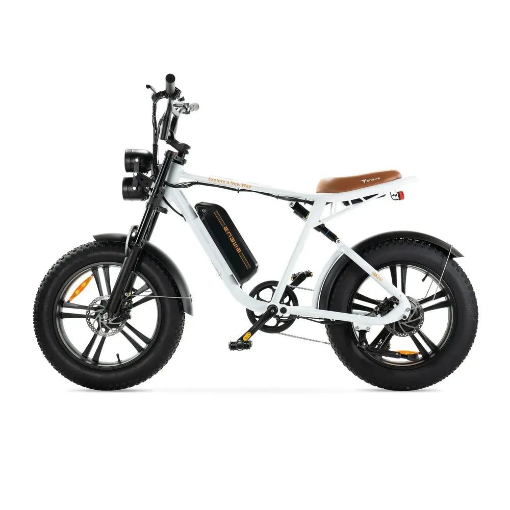 ENGWE M20 - Fatbike - Blanco + Sistema de alarma + Soporte para teléfono