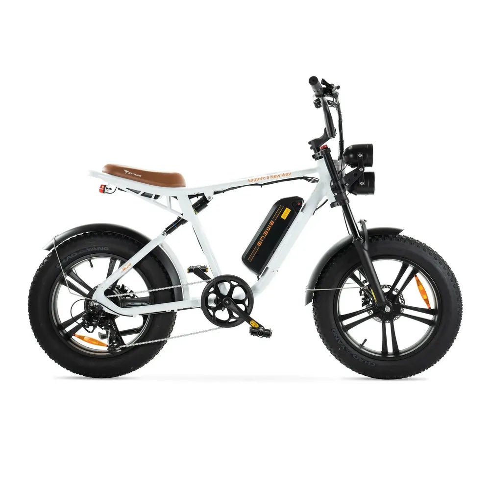 ENGWE M20 - Fatbike - Blanco + Sistema de alarma + Soporte para teléfono